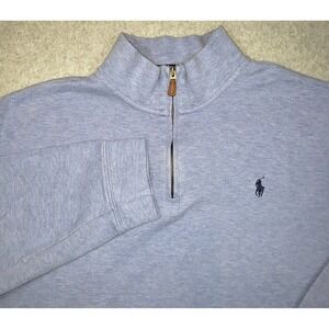 Polo Ralph Lauren Estate Rib Quarter Zip Sweater Mens Violet Blue Sz XL Pullover